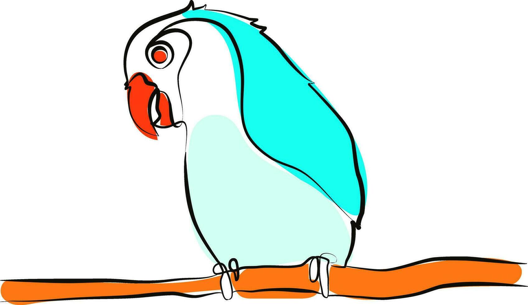 forpus azul color loro pájaro. continuo uno línea dibujo.vector ilustración vector