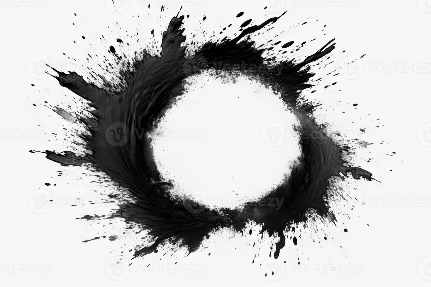 Abstract black in splash, paint, brush strokes, stain on white background, Japanese style with . photo