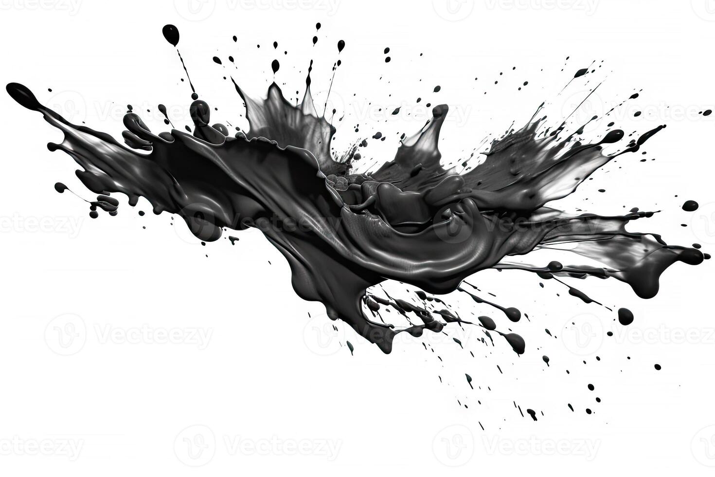 Abstract black in splash, paint, brush strokes, stain on white background, Japanese style with . photo