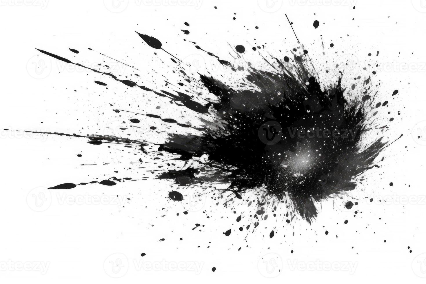 Abstract black in splash, paint, brush strokes, stain on white background, Japanese style with . photo
