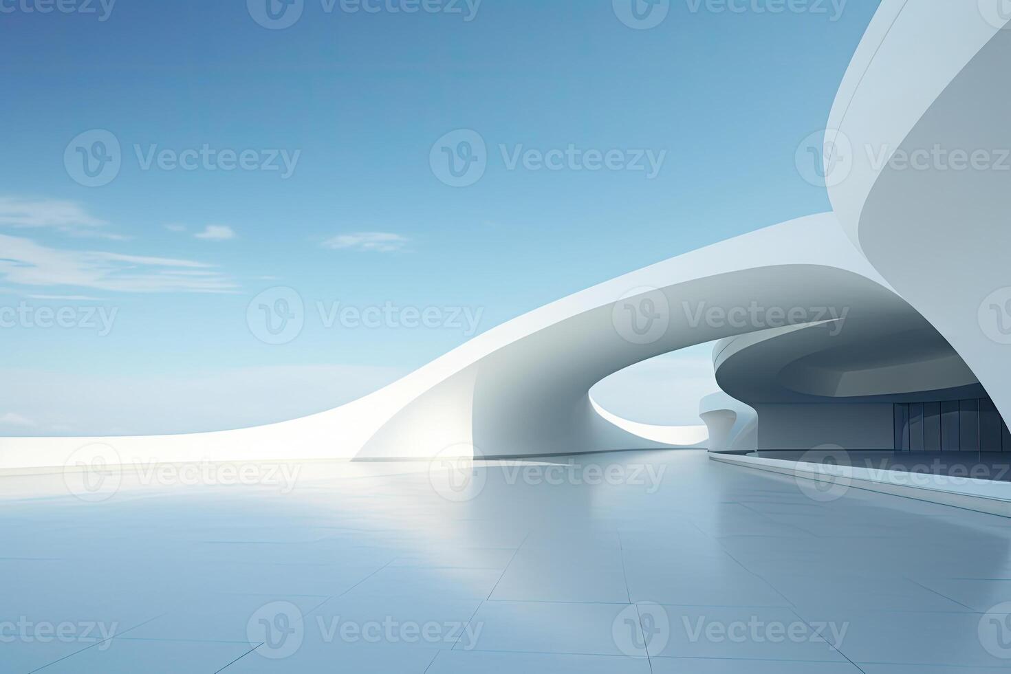 White minimal architecture building background empty wide space for mock up, concrete floor car park, cement garage design scene with copy space, with . photo