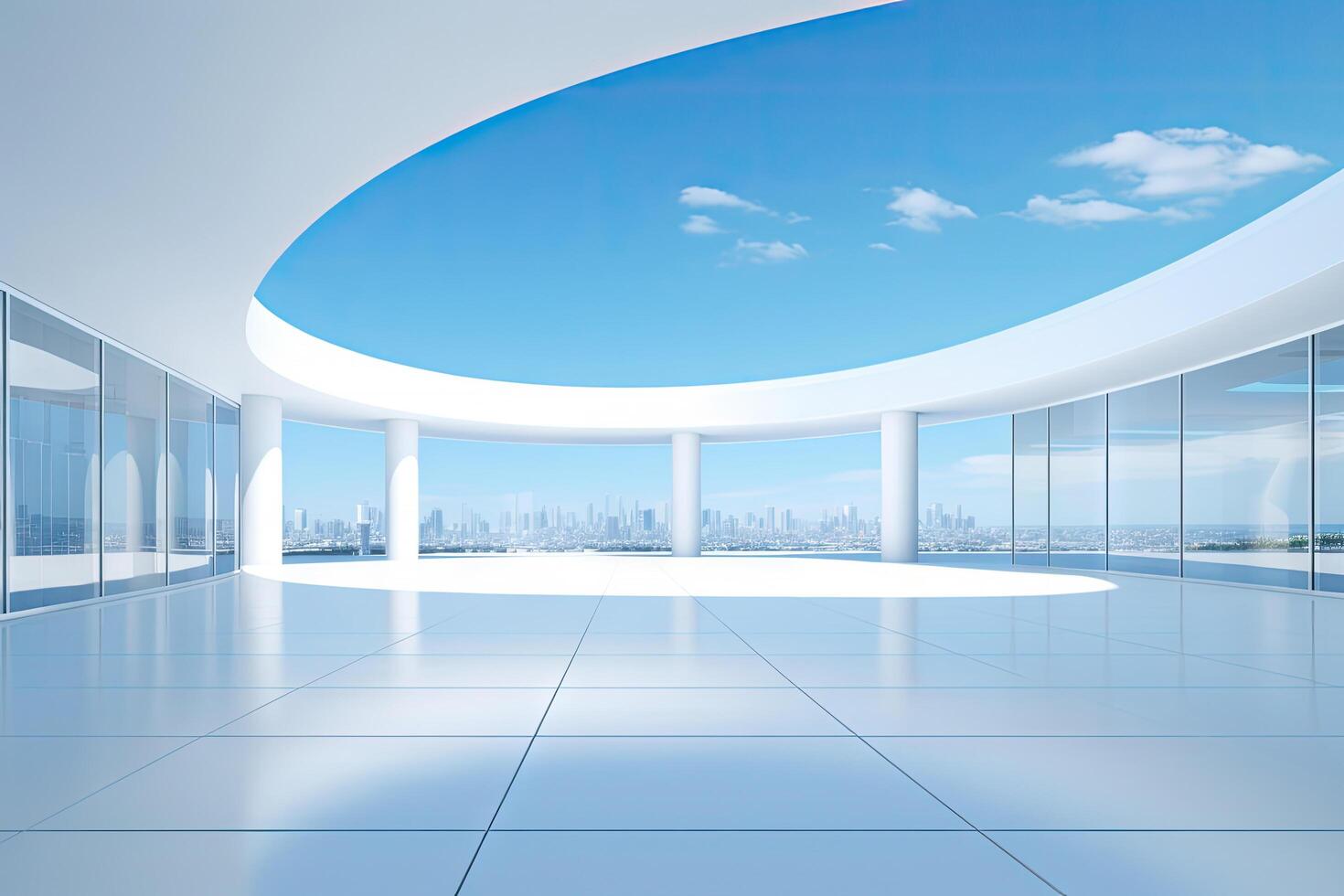 White minimal architecture building background empty wide space for mock up, concrete floor car park, cement garage design scene with copy space, with . photo