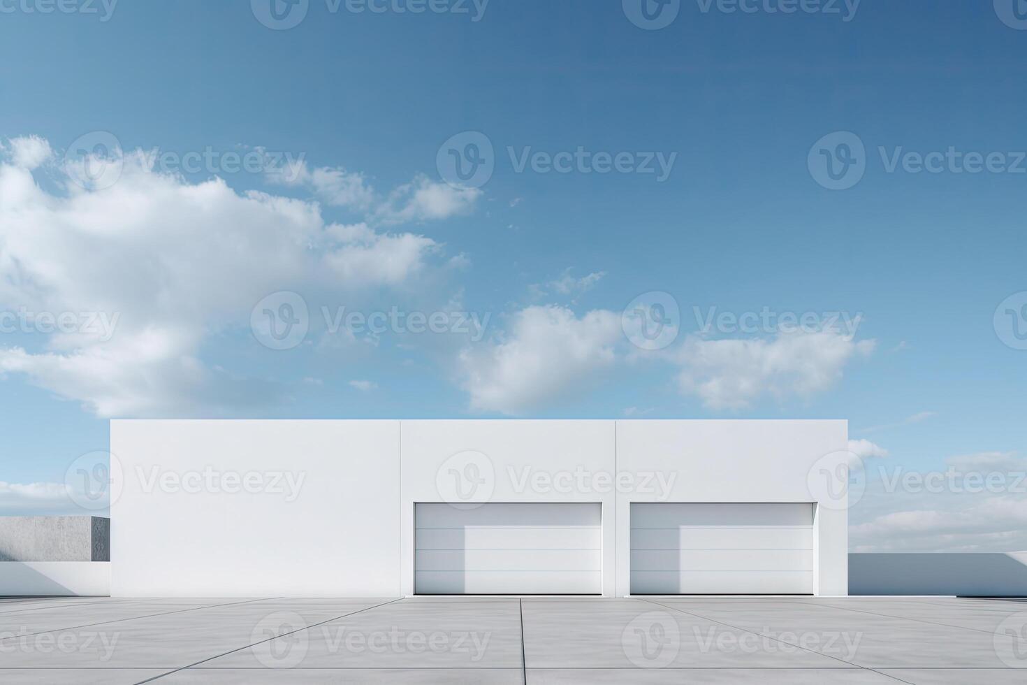 White minimal architecture building background empty wide space for mock up, concrete floor car park, cement garage design scene with copy space, with . photo
