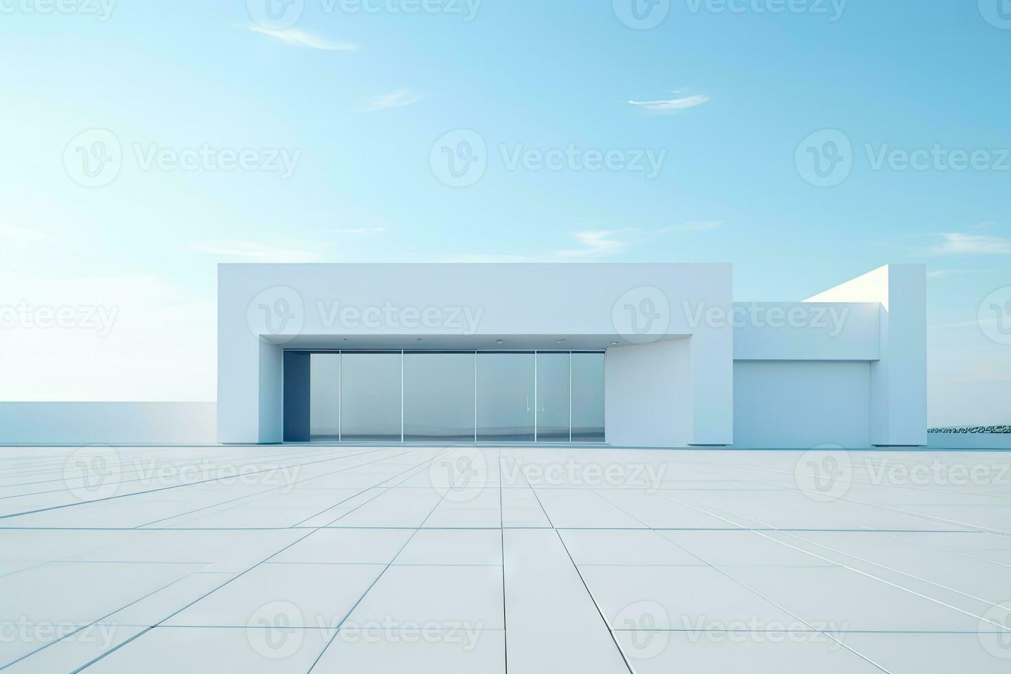 White minimal architecture building background empty wide space for mock up, concrete floor car park, cement garage design scene with copy space, with Generative Ai. photo