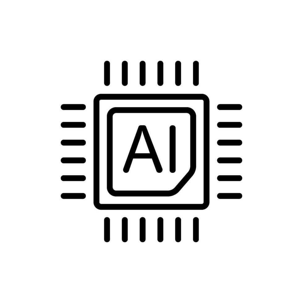 Chip AI Brain Artificial Intelligence line icon vector