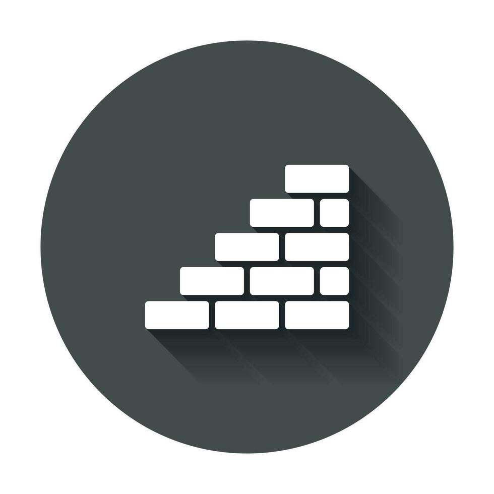 Wall brick icon in flat style. Wall symbol illustration with long shadow. vector