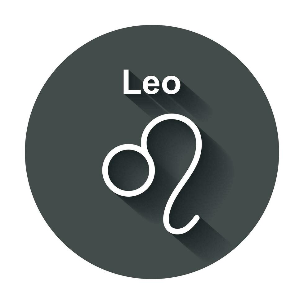 León zodíaco signo. plano astrología vector ilustración con largo sombra.