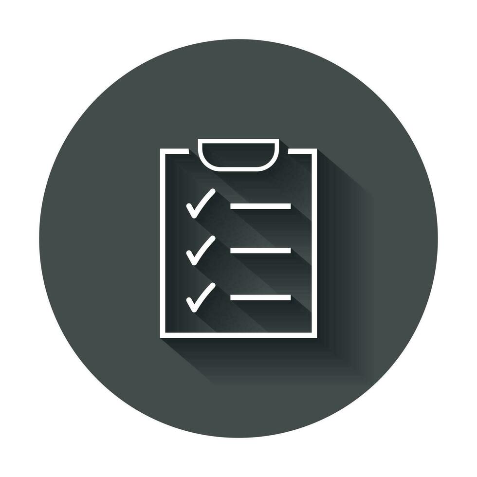 To do list icon. Checklist, task list vector illustration in flat style. Reminder concept icon with long shadow.