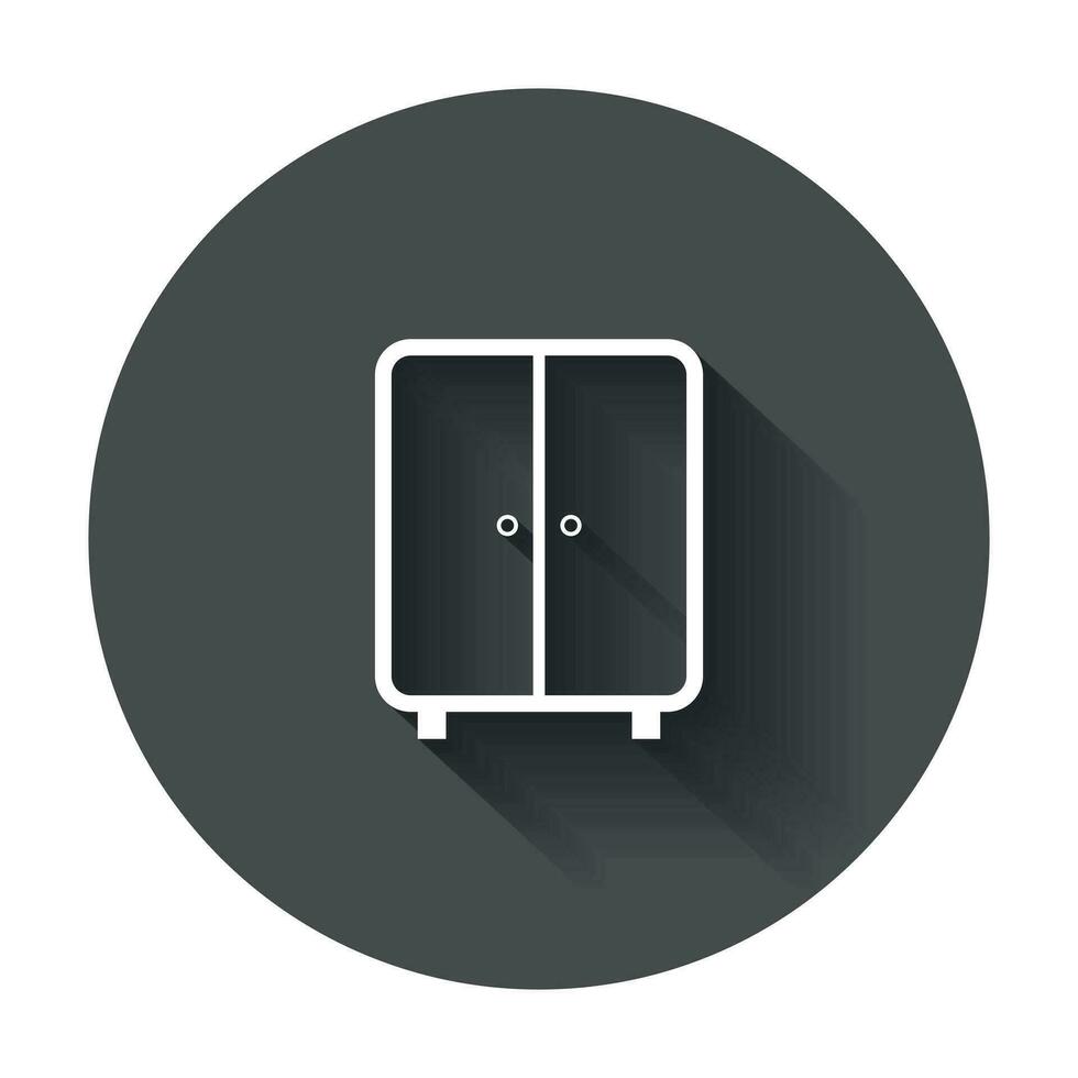 Cupboard furniture icon. Furniture vector illustration with long shadow.