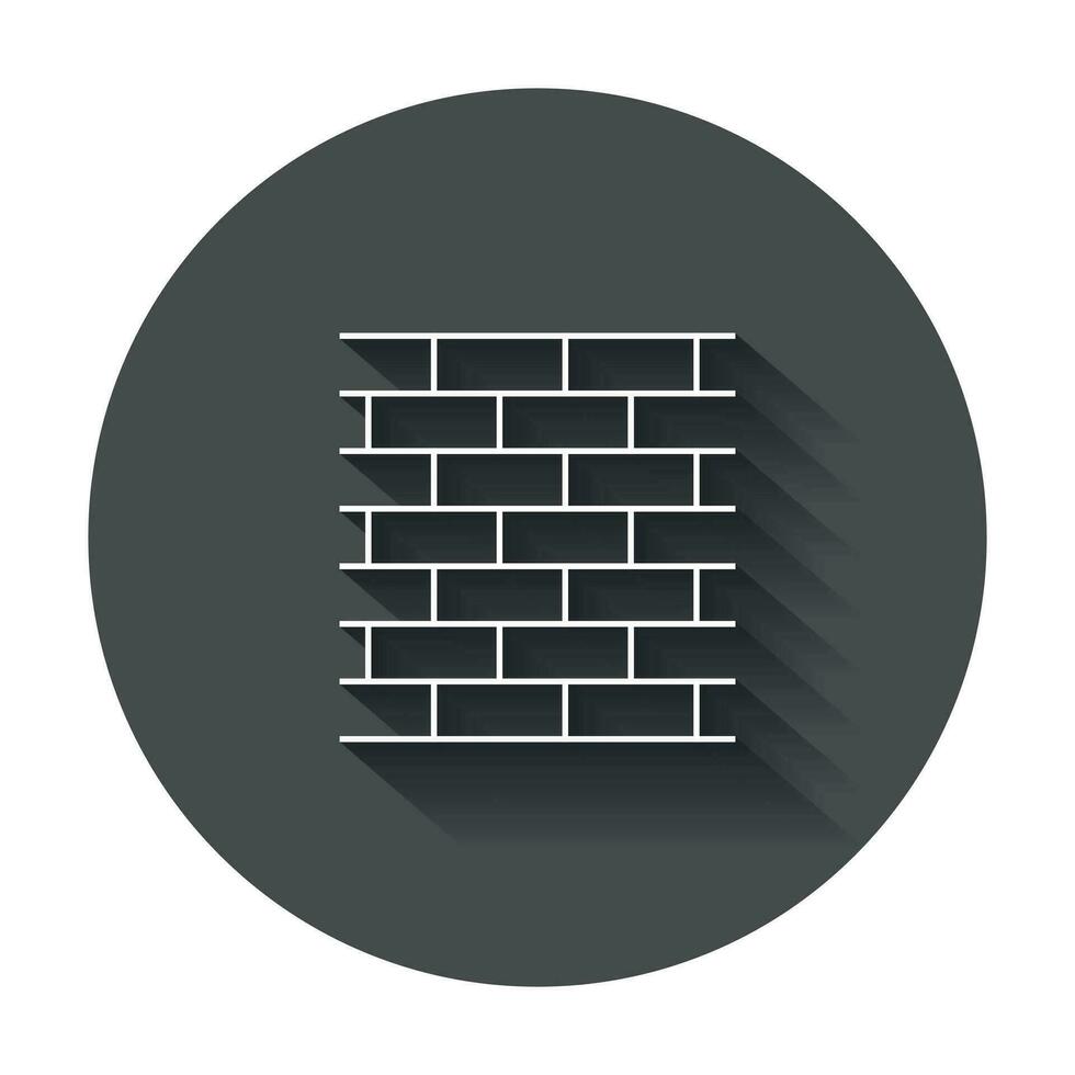 Wall brick icon in line style. Wall symbol illustration with long shadow. vector