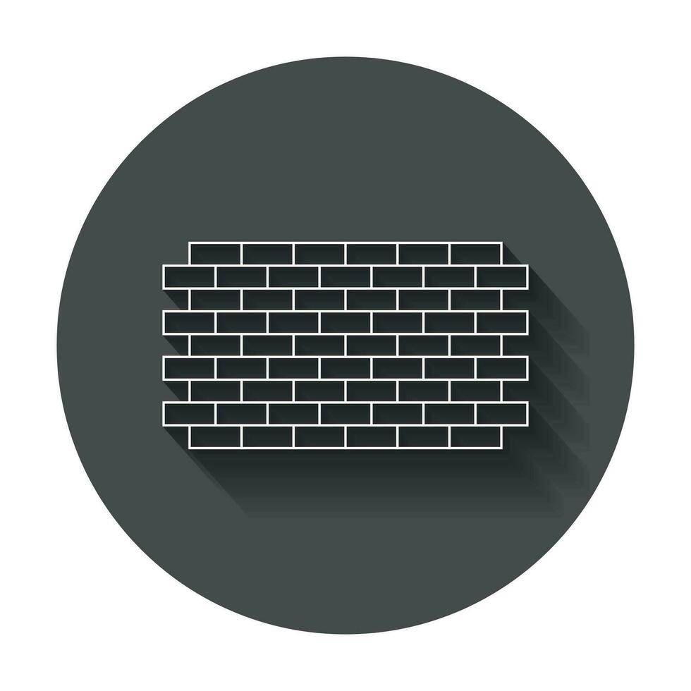 Wall brick icon in line style. Wall symbol illustration with long shadow. vector