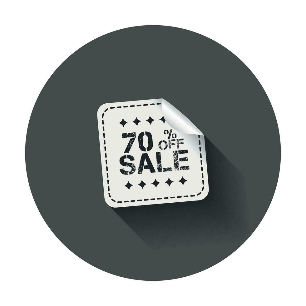 Sale stickers 70 percent off. Vector illustration with long shadow.
