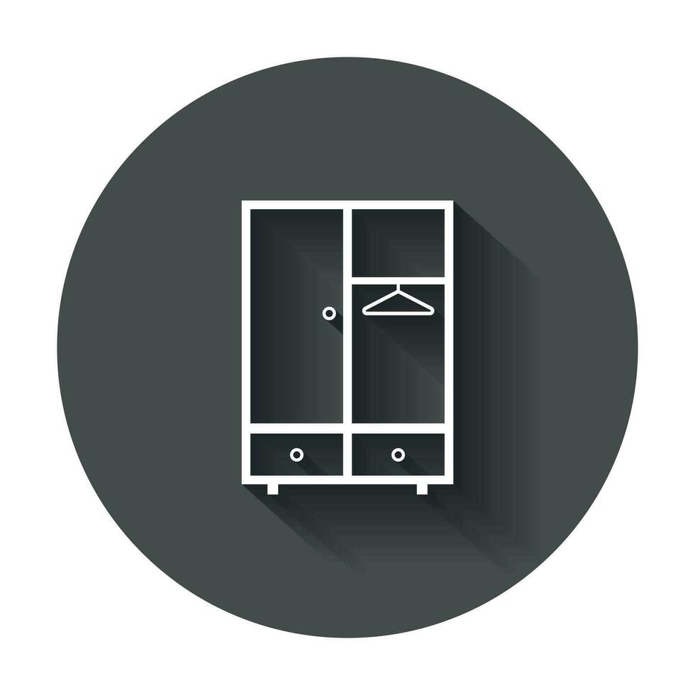 Cupboard furniture icon. Furniture vector illustration with long shadow.