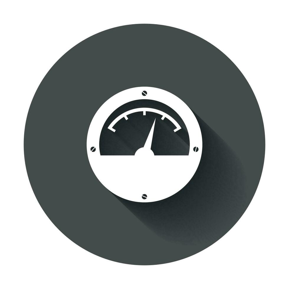 Electric meter icon. Power meter flat vector illustration with long shadow.
