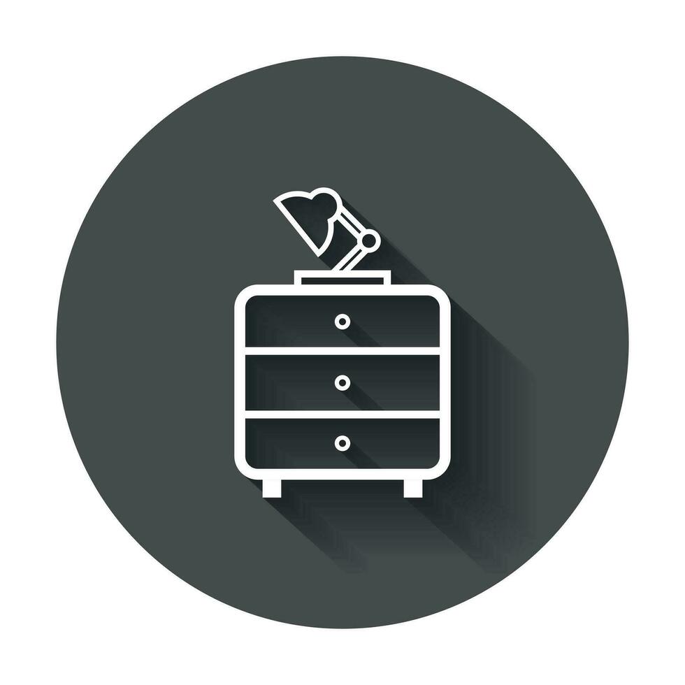 Cupboard with lamp furniture icon. Furniture vector illustration with long shadow.