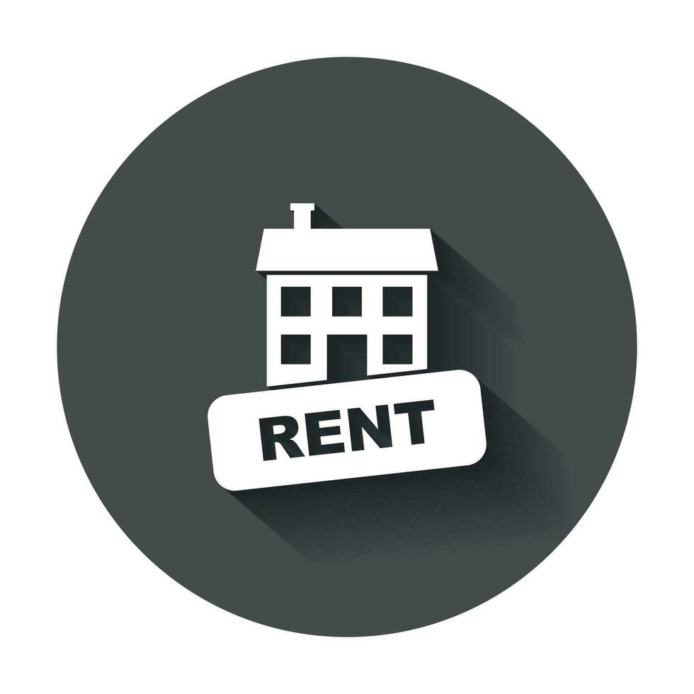 House for rent. Vector illustration in flat style with long shadow.