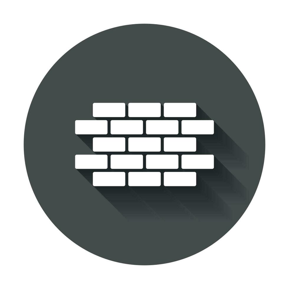 Wall brick icon in flat style. Wall symbol illustration with long shadow. vector