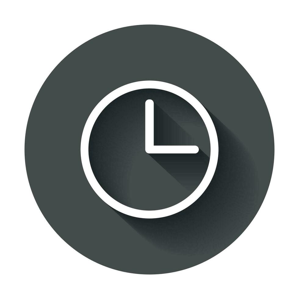 Clock icon illustration. Flat vector clock pictogram with long shadow.