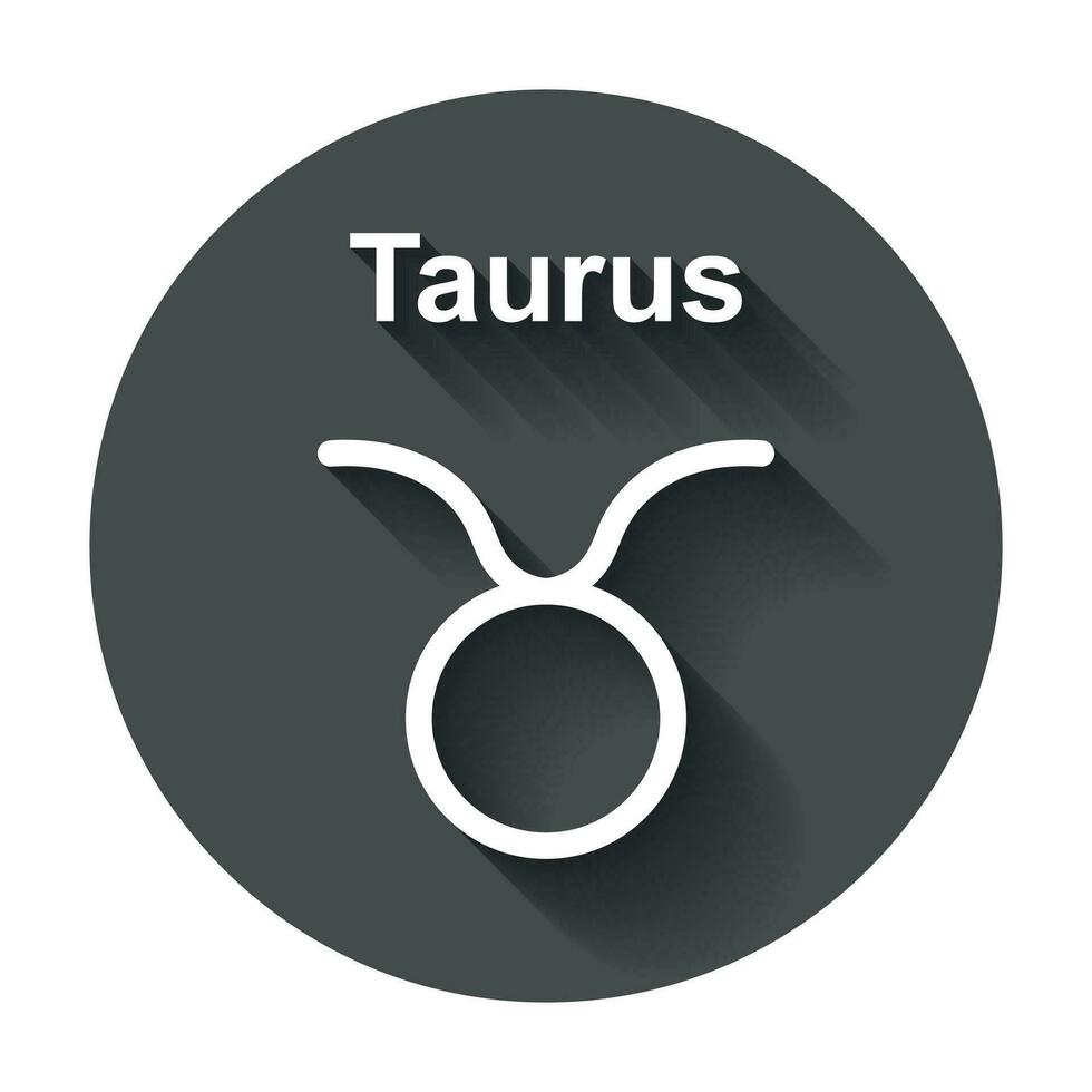 Taurus zodiac sign. Flat astrology vector illustration with long shadow.