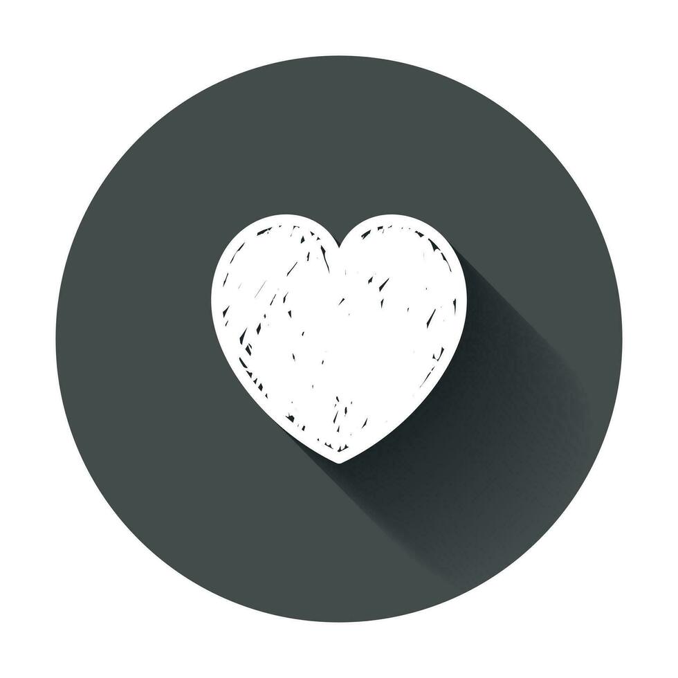 Hearts icon. Love hand drawn vector illustration with long shadow.