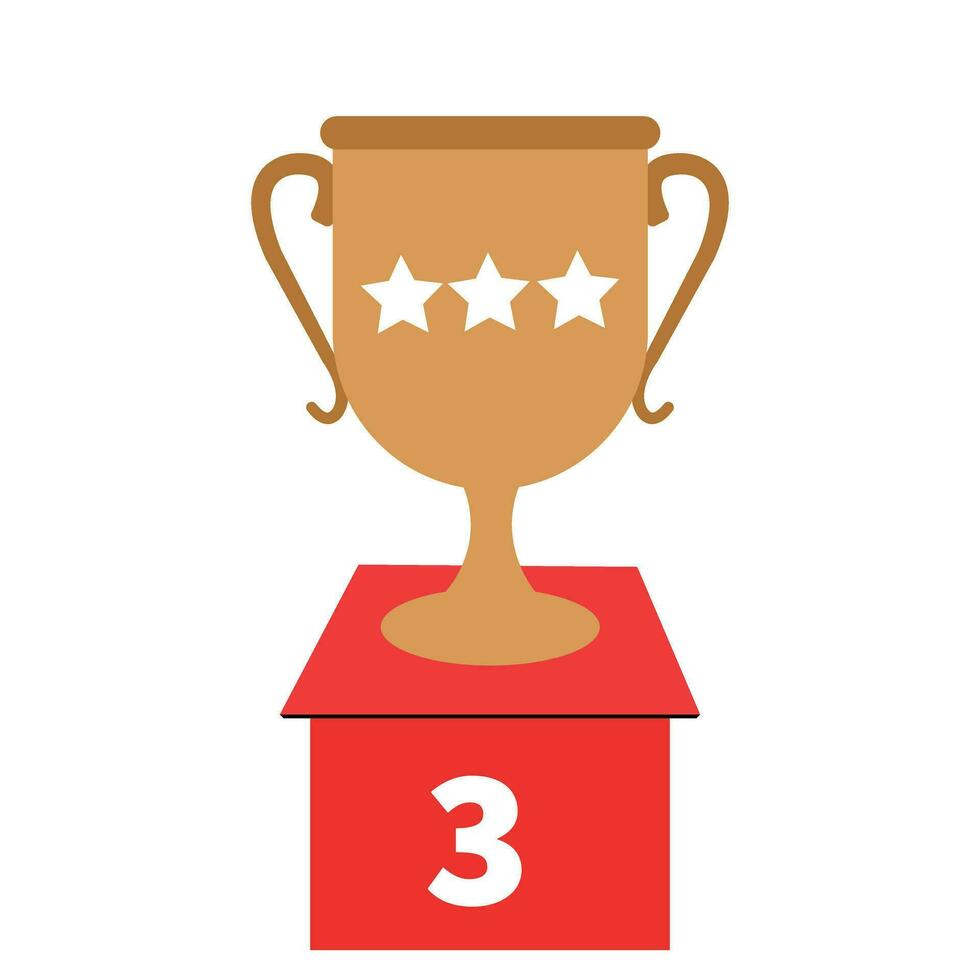 Winner Award Trophy Podium Gold Cup, silver Cup, bronze Cup. Sports Award first and second and third place in competition. Prize Trophy Goblet on pedestal. Trophy icon, Podium icon, Cup winner icon. vector