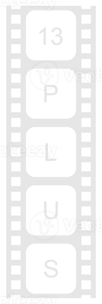 Sign of Adult Only for Eighteen Plus, 18 Plus and Twenty One Plus, 21 Plus Age in the Filmstrip. Age Rating Movie Icon Symbol for Movie Poster, Apps, Website or Graphic Design Element. Format PNG