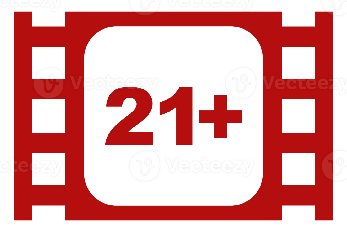 Sign of Adult Only for Eighteen Plus, 18 Plus and Twenty One Plus, 21 Plus Age in the Filmstrip. Age Rating Movie Icon Symbol for Movie Poster, Apps, Website or Graphic Design Element. Format PNG