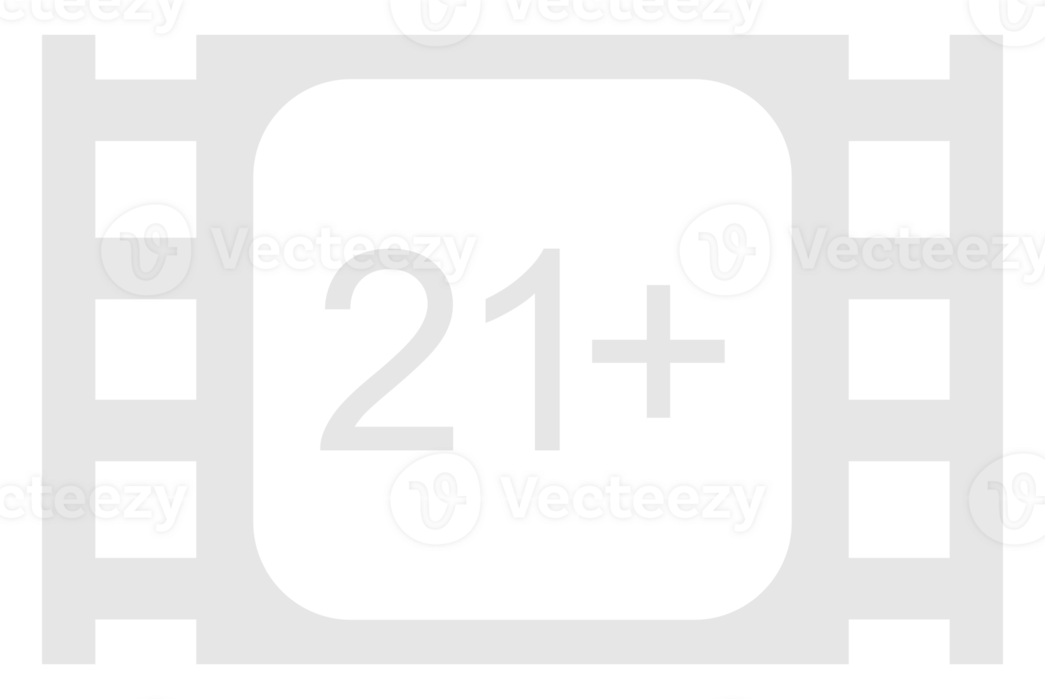 Sign of Adult Only for Eighteen Plus, 18 Plus and Twenty One Plus, 21 Plus Age in the Filmstrip. Age Rating Movie Icon Symbol for Movie Poster, Apps, Website or Graphic Design Element. Format PNG