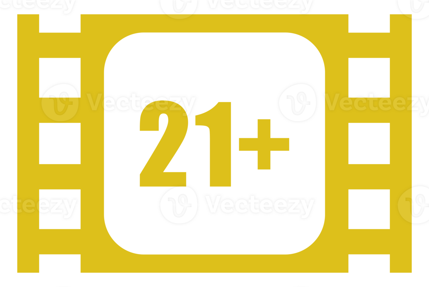 Sign of Adult Only for Eighteen Plus, 18 Plus and Twenty One Plus, 21 Plus Age in the Filmstrip. Age Rating Movie Icon Symbol for Movie Poster, Apps, Website or Graphic Design Element. Format PNG