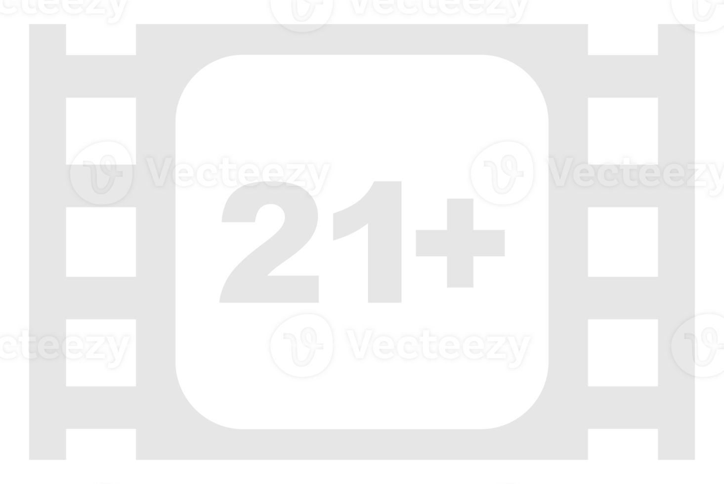 Sign of Adult Only for Eighteen Plus, 18 Plus and Twenty One Plus, 21 Plus Age in the Filmstrip. Age Rating Movie Icon Symbol for Movie Poster, Apps, Website or Graphic Design Element. Format PNG