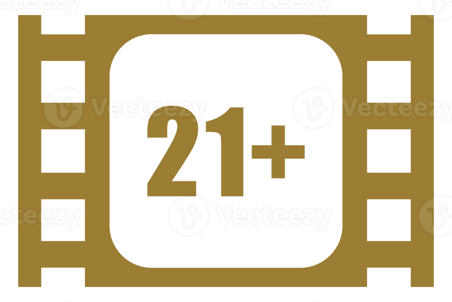Sign of Adult Only for Eighteen Plus, 18 Plus and Twenty One Plus, 21 Plus Age in the Filmstrip. Age Rating Movie Icon Symbol for Movie Poster, Apps, Website or Graphic Design Element. Format PNG