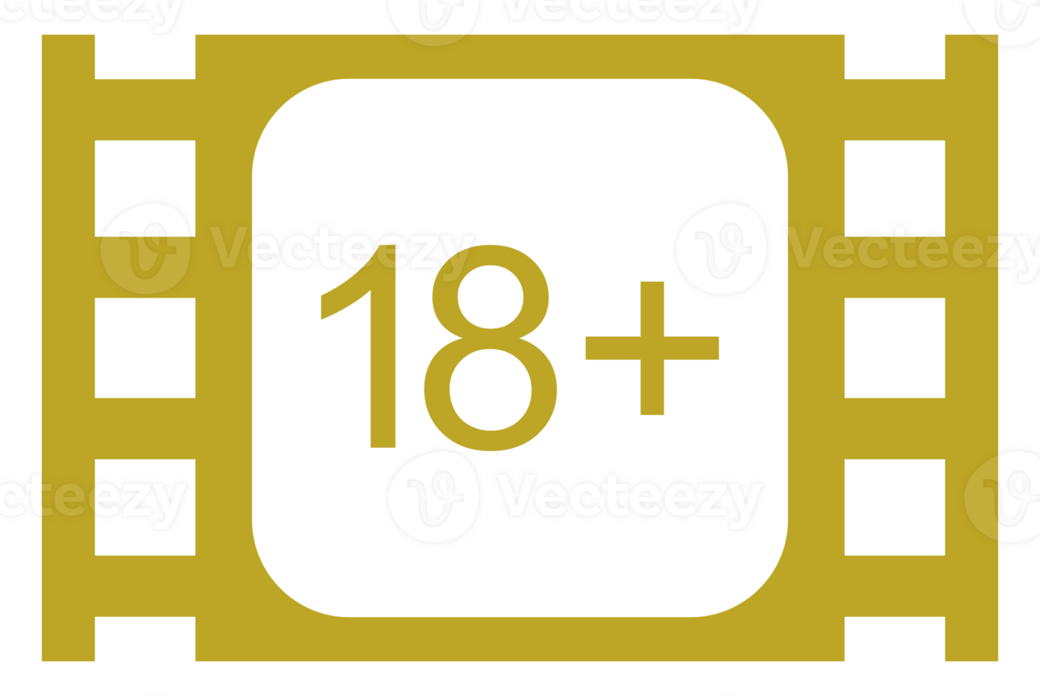 Sign of Adult Only for Eighteen Plus, 18 Plus and Twenty One Plus, 21 Plus Age in the Filmstrip. Age Rating Movie Icon Symbol for Movie Poster, Apps, Website or Graphic Design Element. Format PNG
