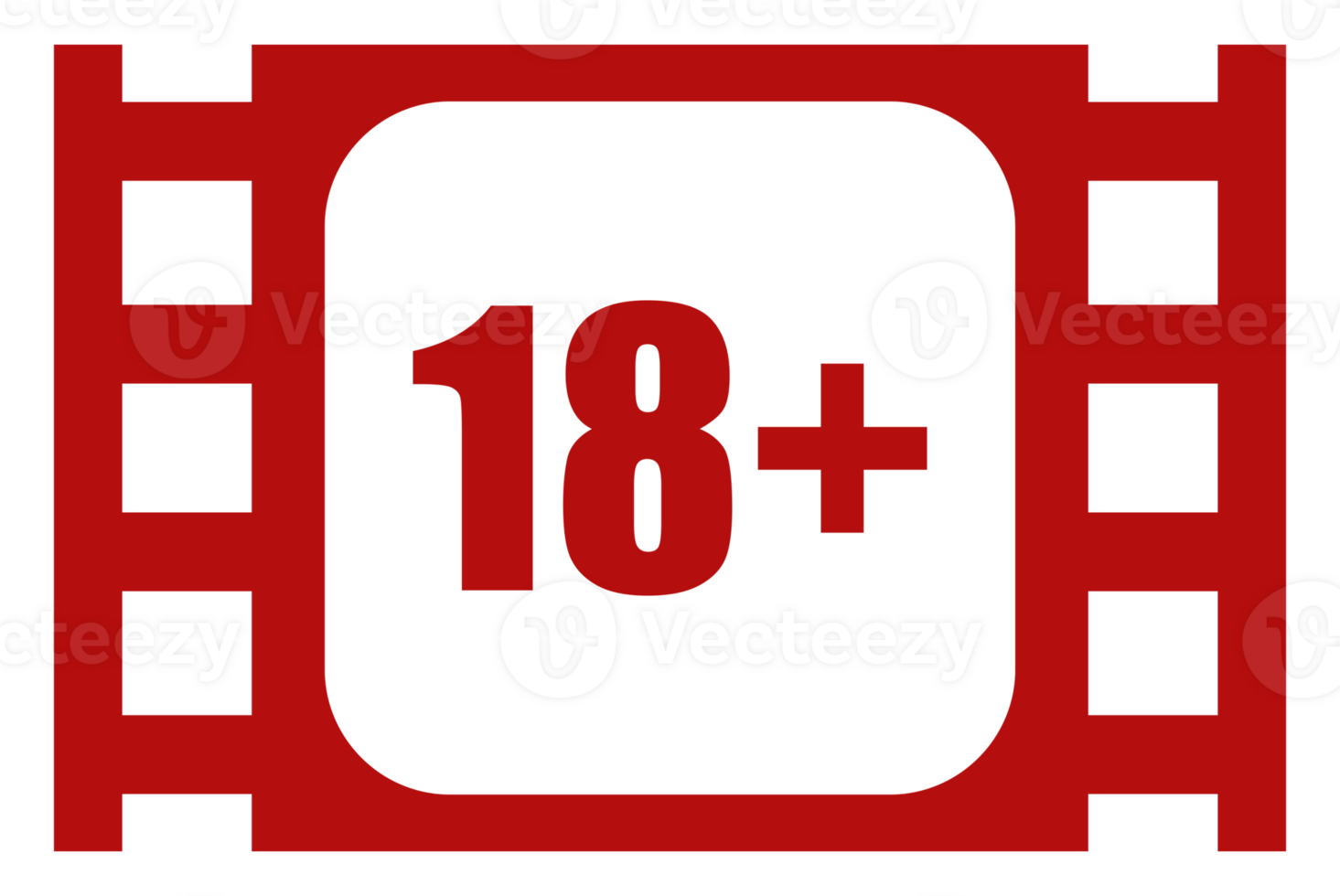 Sign of Adult Only for Eighteen Plus, 18 Plus and Twenty One Plus, 21 Plus Age in the Filmstrip. Age Rating Movie Icon Symbol for Movie Poster, Apps, Website or Graphic Design Element. Format PNG