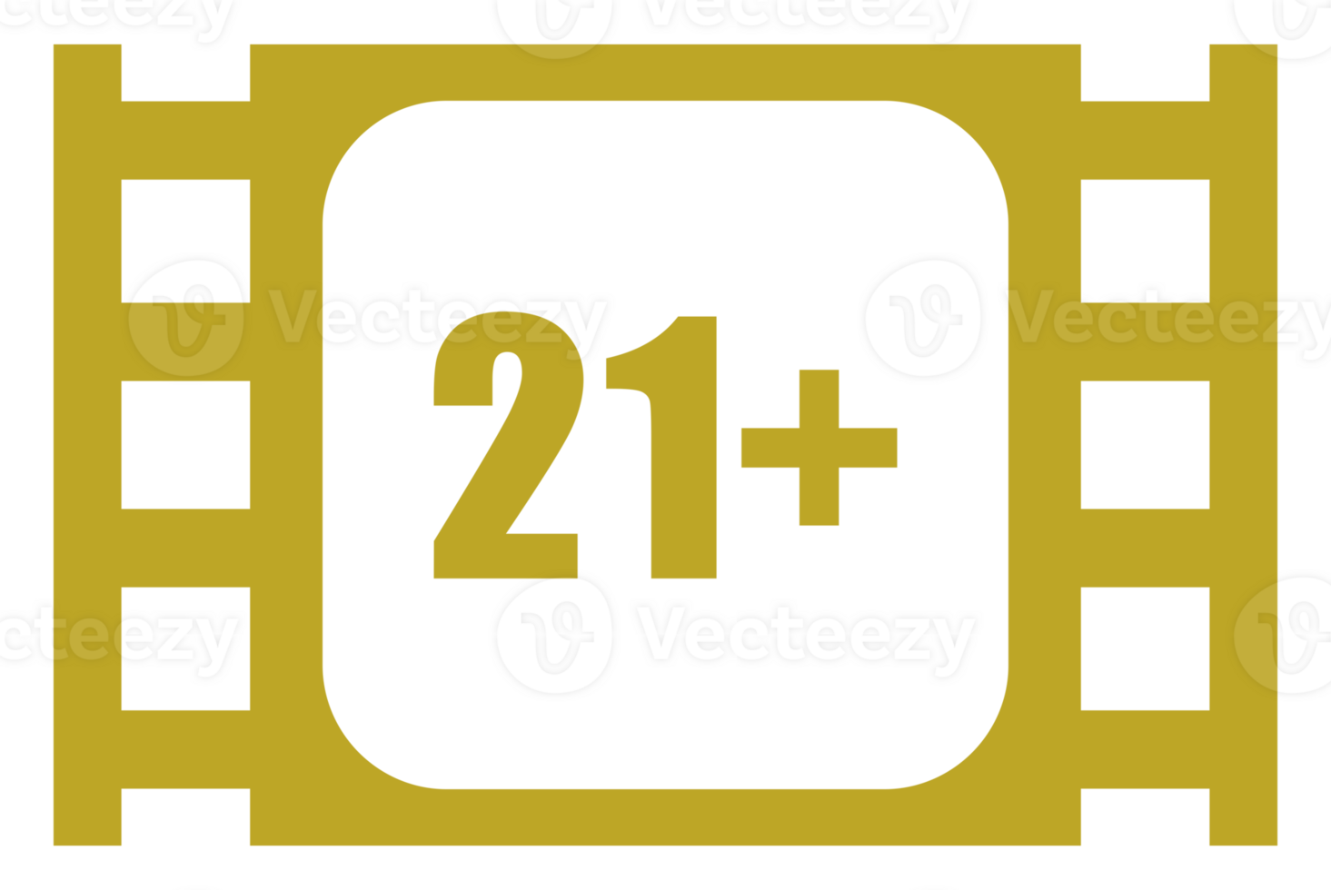 Sign of Adult Only for Eighteen Plus, 18 Plus and Twenty One Plus, 21 Plus Age in the Filmstrip. Age Rating Movie Icon Symbol for Movie Poster, Apps, Website or Graphic Design Element. Format PNG