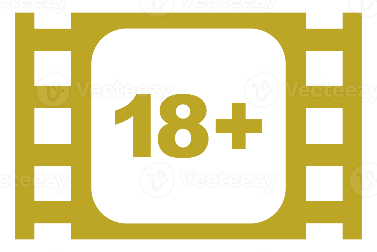 Sign of Adult Only for Eighteen Plus, 18 Plus and Twenty One Plus, 21 Plus Age in the Filmstrip. Age Rating Movie Icon Symbol for Movie Poster, Apps, Website or Graphic Design Element. Format PNG