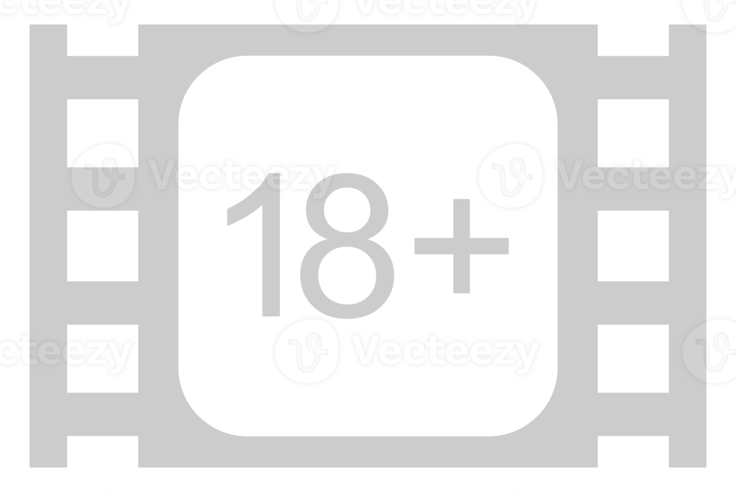 Sign of Adult Only for Eighteen Plus, 18 Plus and Twenty One Plus, 21 Plus Age in the Filmstrip. Age Rating Movie Icon Symbol for Movie Poster, Apps, Website or Graphic Design Element. Format PNG
