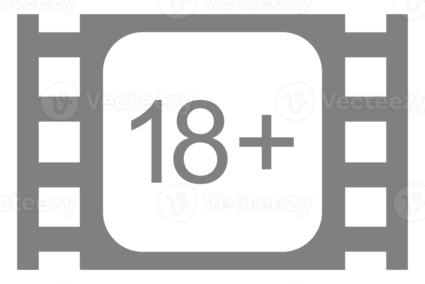 Sign of Adult Only for Eighteen Plus, 18 Plus and Twenty One Plus, 21 Plus Age in the Filmstrip. Age Rating Movie Icon Symbol for Movie Poster, Apps, Website or Graphic Design Element. Format PNG