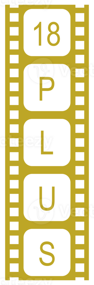 Sign of Adult Only for Eighteen Plus, 18 Plus and Twenty One Plus, 21 Plus Age in the Filmstrip. Age Rating Movie Icon Symbol for Movie Poster, Apps, Website or Graphic Design Element. Format PNG