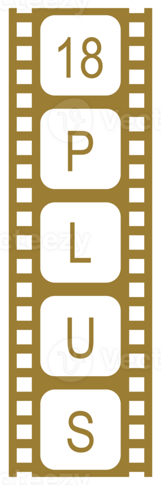 Sign of Adult Only for Eighteen Plus, 18 Plus and Twenty One Plus, 21 Plus Age in the Filmstrip. Age Rating Movie Icon Symbol for Movie Poster, Apps, Website or Graphic Design Element. Format PNG