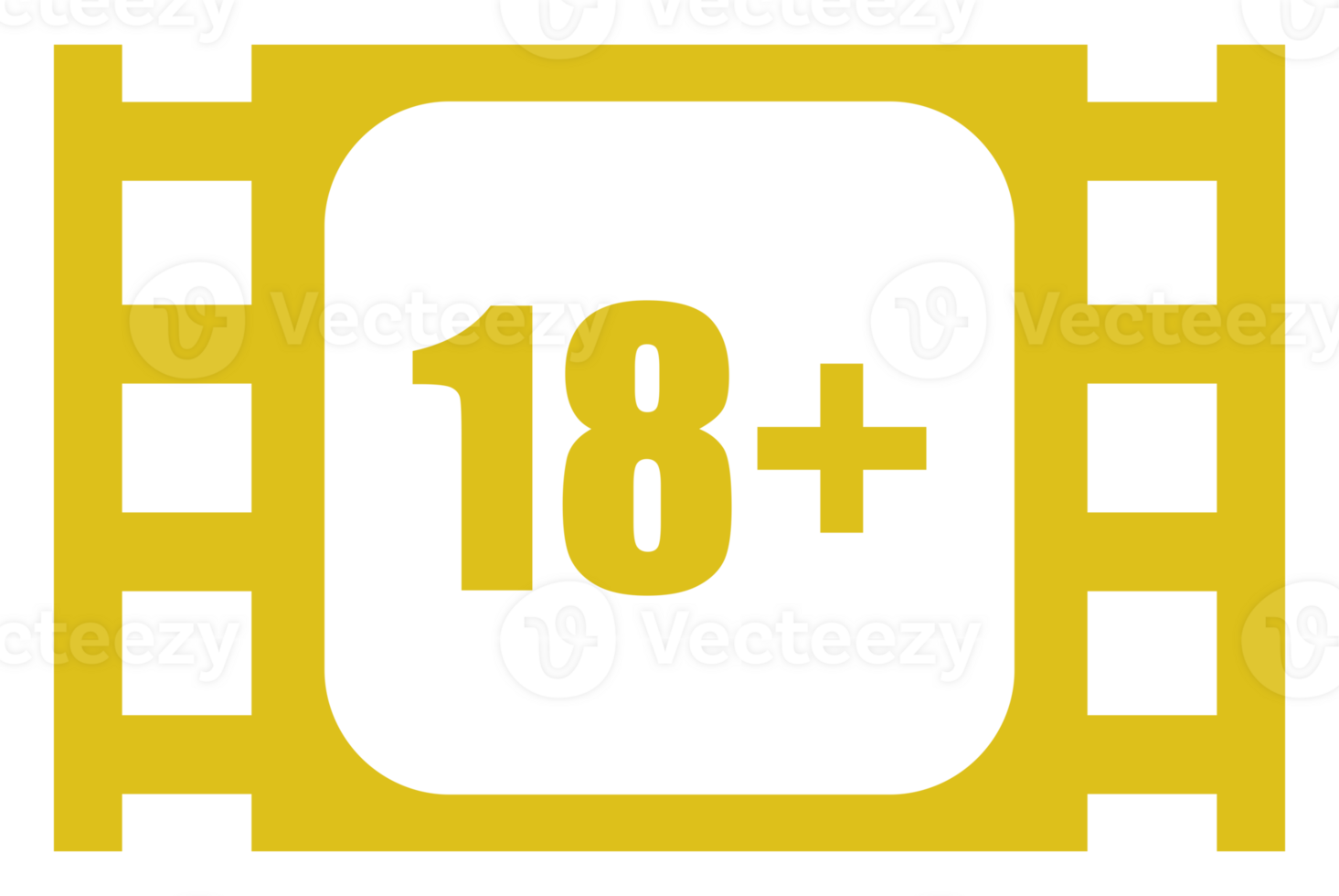 Sign of Adult Only for Eighteen Plus, 18 Plus and Twenty One Plus, 21 Plus Age in the Filmstrip. Age Rating Movie Icon Symbol for Movie Poster, Apps, Website or Graphic Design Element. Format PNG
