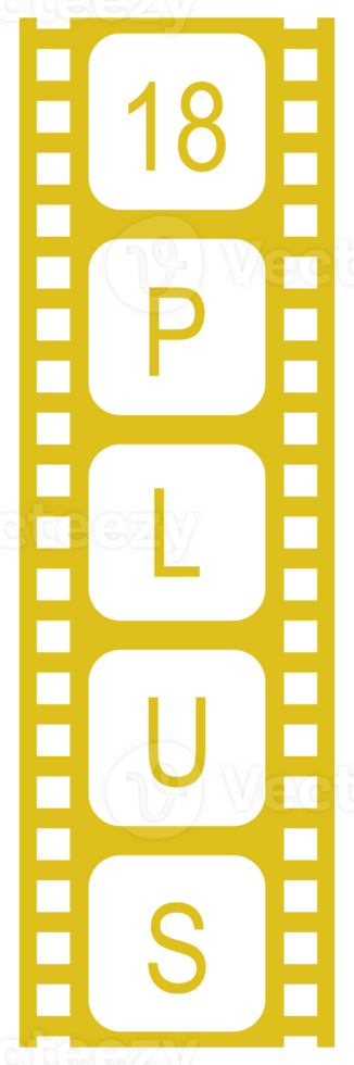 Sign of Adult Only for Eighteen Plus, 18 Plus and Twenty One Plus, 21 Plus Age in the Filmstrip. Age Rating Movie Icon Symbol for Movie Poster, Apps, Website or Graphic Design Element. Format PNG