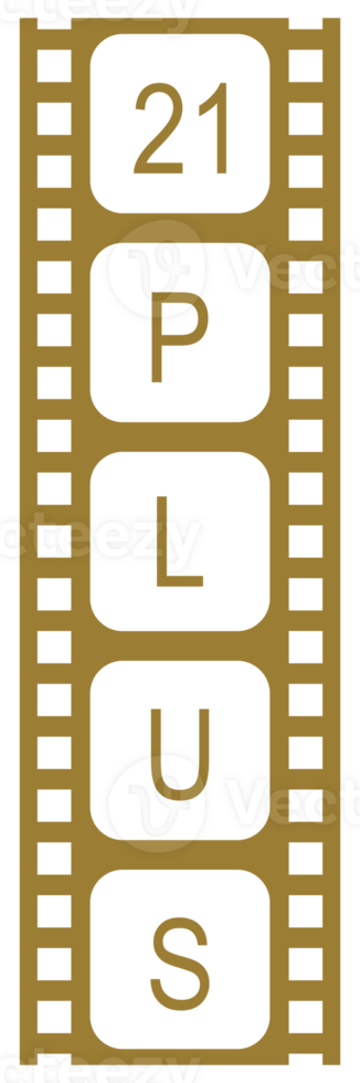 Sign of Adult Only for Eighteen Plus, 18 Plus and Twenty One Plus, 21 Plus Age in the Filmstrip. Age Rating Movie Icon Symbol for Movie Poster, Apps, Website or Graphic Design Element. Format PNG