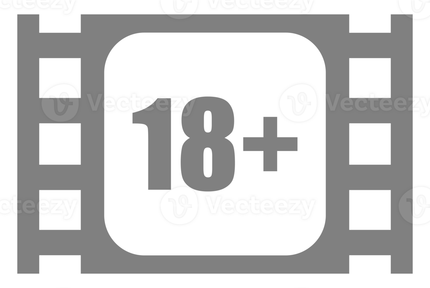 Sign of Adult Only for Eighteen Plus, 18 Plus and Twenty One Plus, 21 Plus Age in the Filmstrip. Age Rating Movie Icon Symbol for Movie Poster, Apps, Website or Graphic Design Element. Format PNG