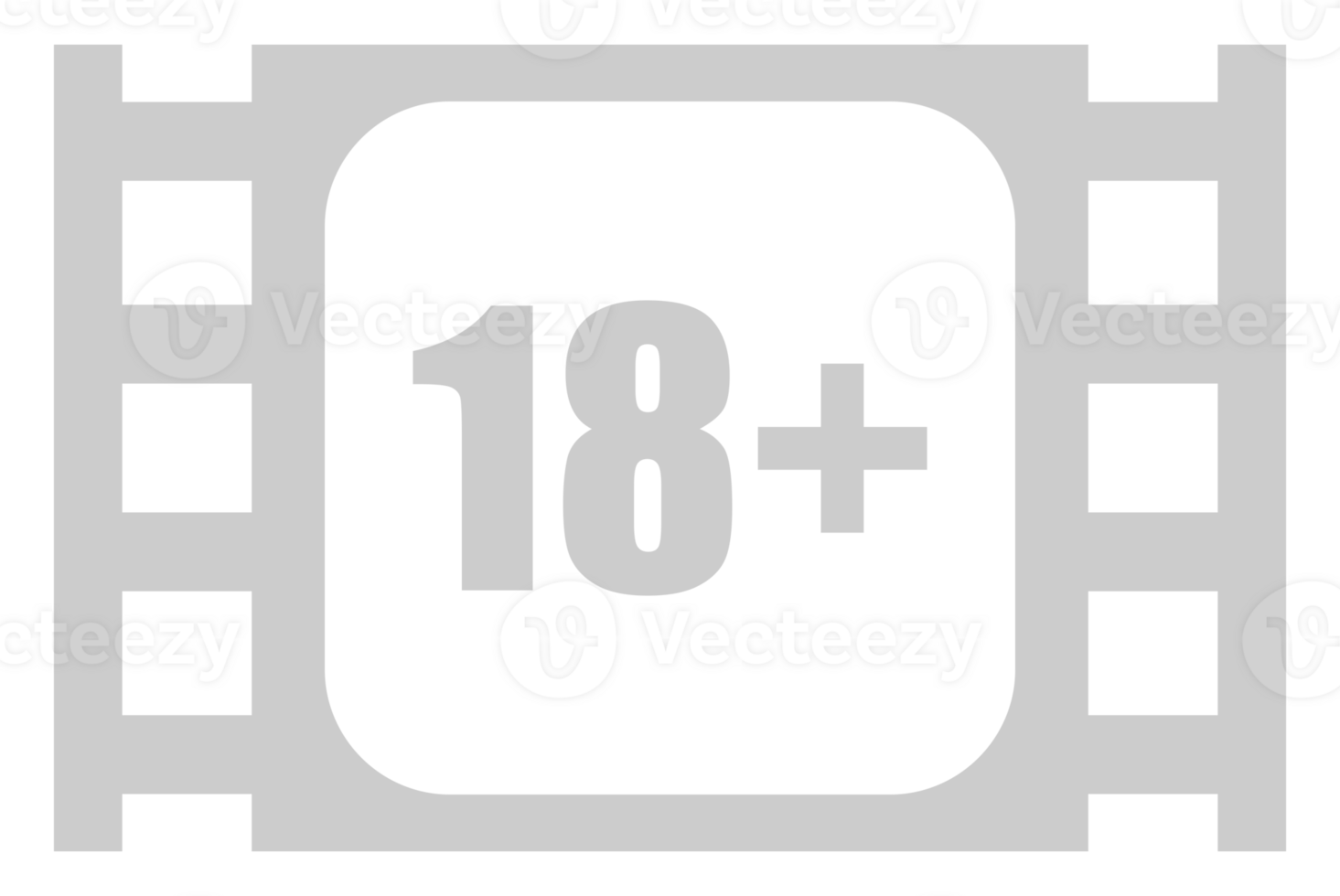 Sign of Adult Only for Eighteen Plus, 18 Plus and Twenty One Plus, 21 Plus Age in the Filmstrip. Age Rating Movie Icon Symbol for Movie Poster, Apps, Website or Graphic Design Element. Format PNG