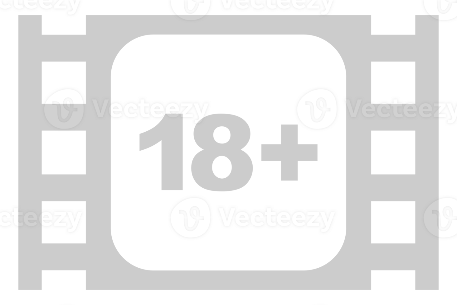 Sign of Adult Only for Eighteen Plus, 18 Plus and Twenty One Plus, 21 Plus Age in the Filmstrip. Age Rating Movie Icon Symbol for Movie Poster, Apps, Website or Graphic Design Element. Format PNG