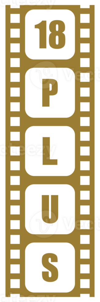 Sign of Adult Only for Eighteen Plus, 18 Plus and Twenty One Plus, 21 Plus Age in the Filmstrip. Age Rating Movie Icon Symbol for Movie Poster, Apps, Website or Graphic Design Element. Format PNG