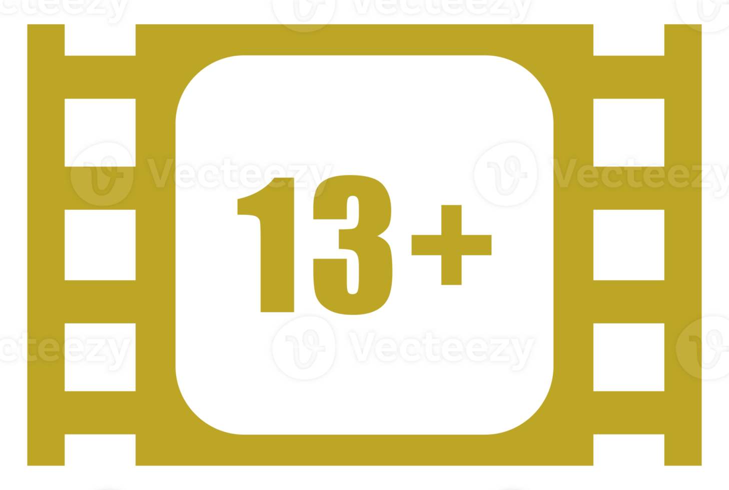Sign of Adult Only for Thirteen Plus, 13 Plus Age in the Filmstrip. Age Rating Movie Icon Symbol for Movie Poster, Banner, Backdrop, Apps, Website or Graphic Design Element. Format PNG