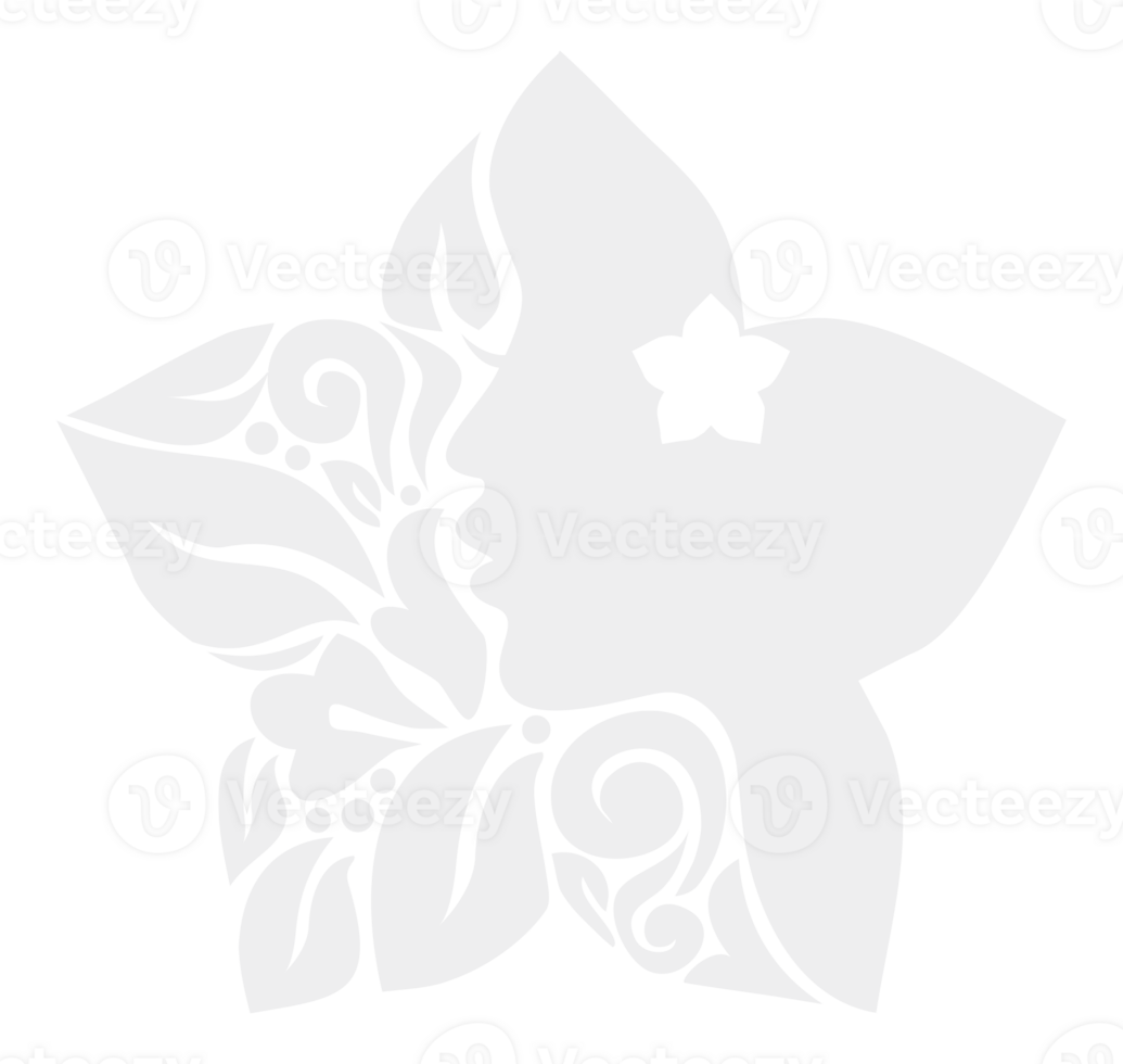 Ornamental Leaf, Flower, and Woman Face in the Flower-Shaped Illustration for Logo Type, Art Illustration or Graphic Design Element. Format PNG