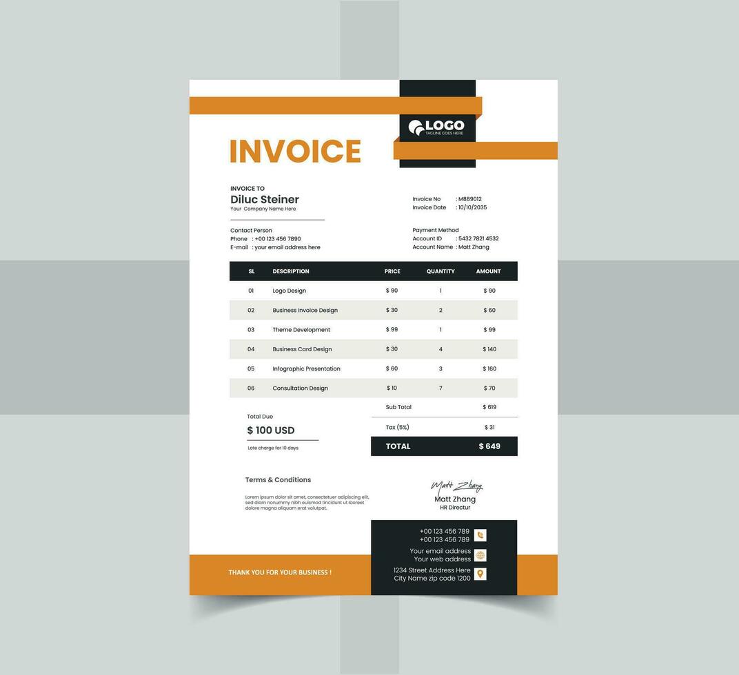 invoice design template vector