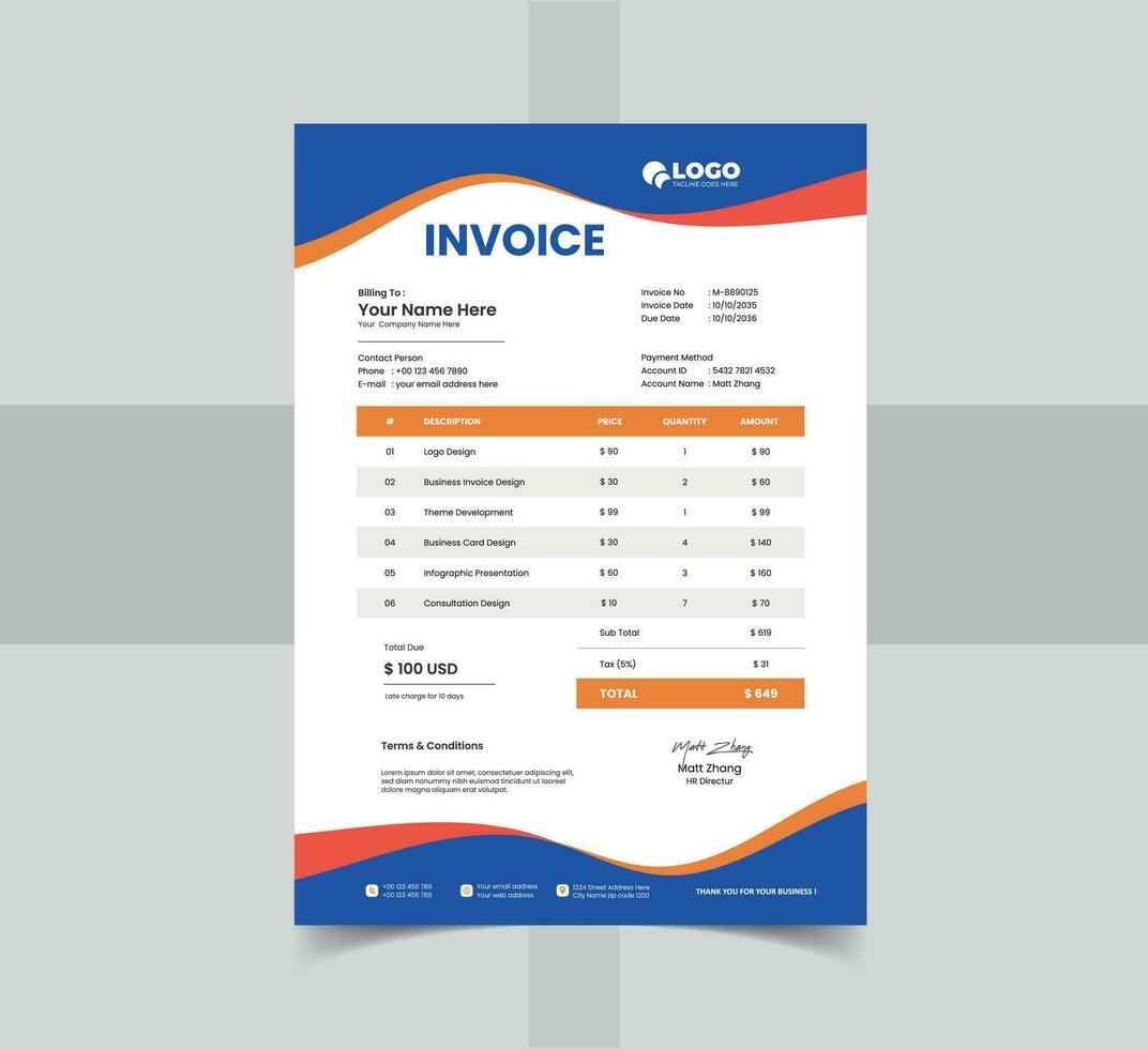 invoice design template vector
